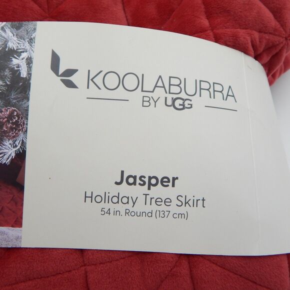 Koolaburra UGG Jasper Christmas Tree Skirt 54" Red Quilted Faux Fur Holidays - Picture 4 of 8